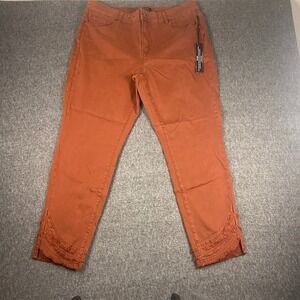 Charlie B Womens Pant Frayed Hem Crop Size 18 Rust Brown Colored Denim Jeans New